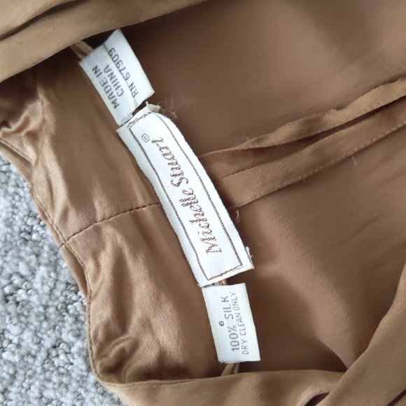 STUNNING Vintage 80s Michelle Stuart Gold/Copper Silk Double Button Blouse, Sz 6 - Picture 3 of 8